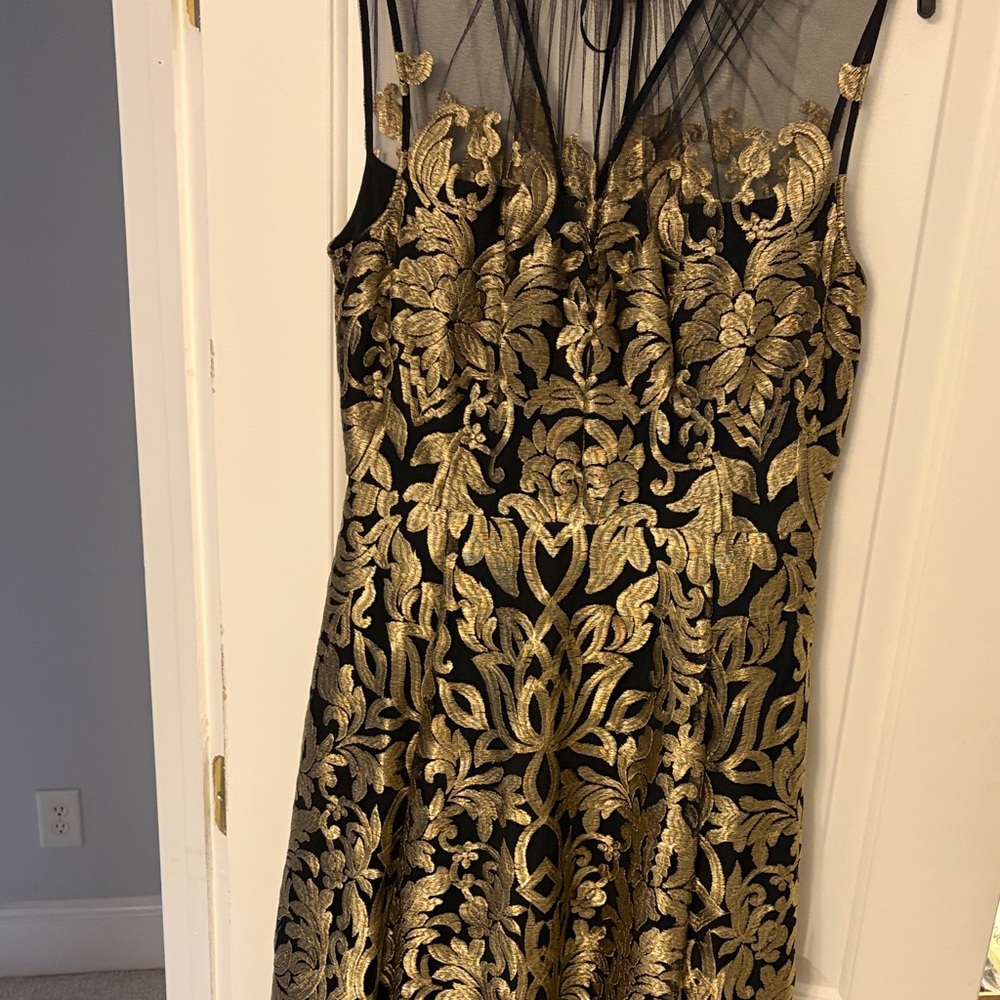 Alex Marie Black and Gold Floral Dress